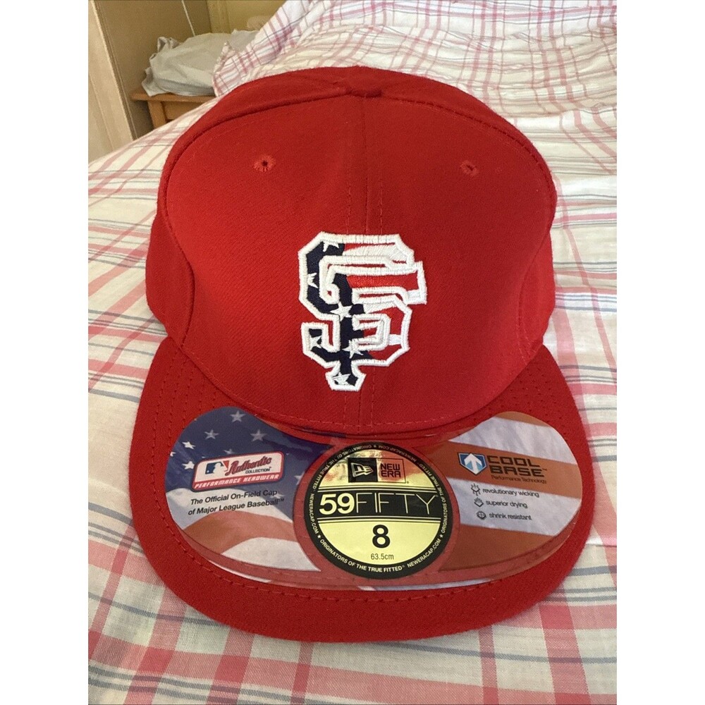 NEW San Francisco Giants Hat New Era 59Fifty Fitted Cap 4th Of July Red | Size 8